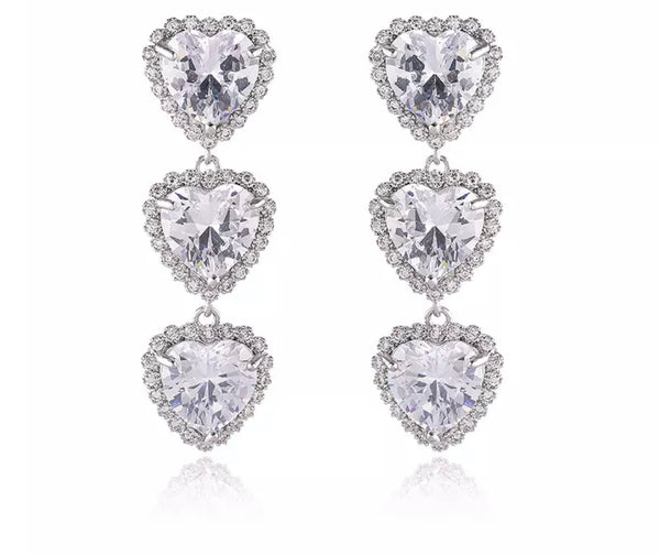 Glacier Heart Clip On Earrings